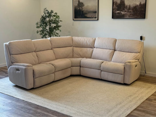 Cream beige flexsteel electric recliner sectional couch delivery available