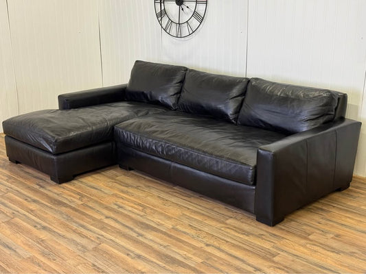 RH Maxwell leather sectional couch delivery available