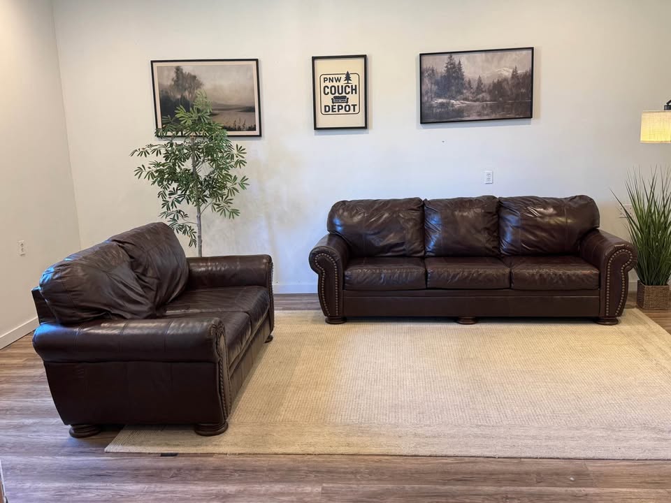 Ashley furniture top grain leather couch and loveseat delivery available