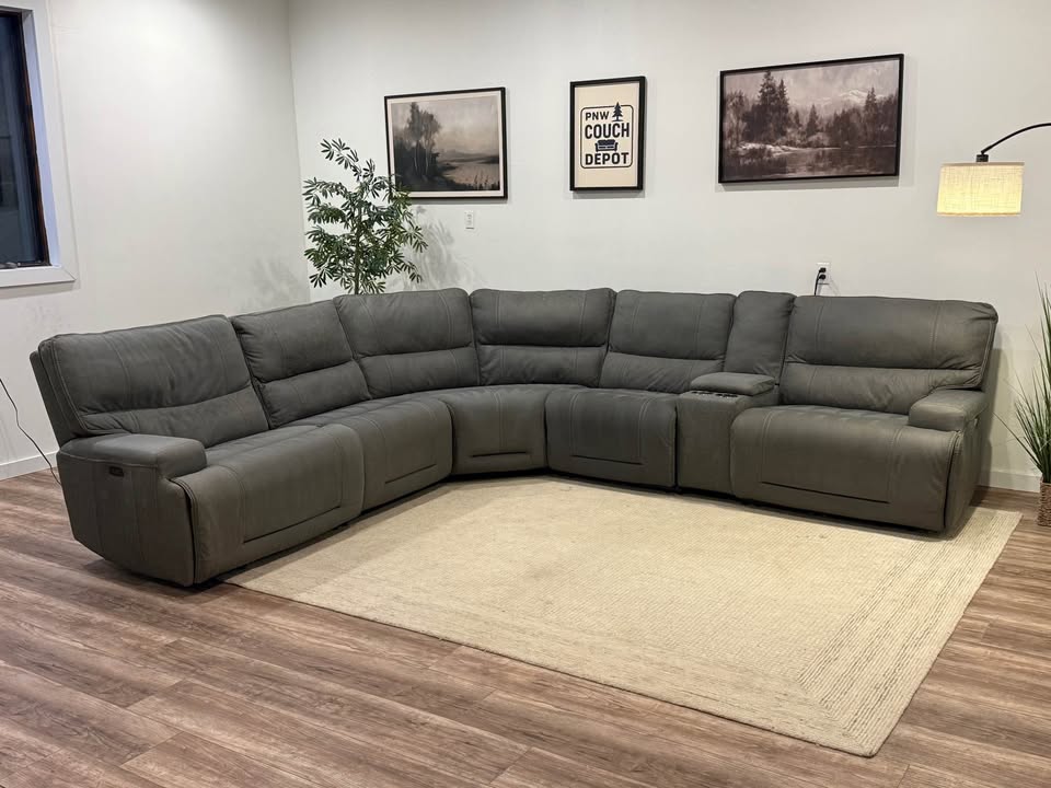 Gray electric recliner sectional couch delivery available