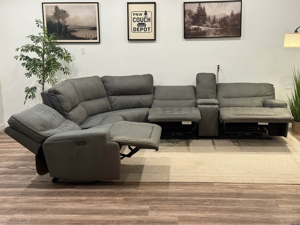 Gray electric recliner sectional couch delivery available