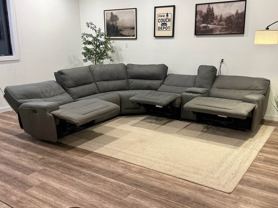 Gray electric recliner sectional couch delivery available