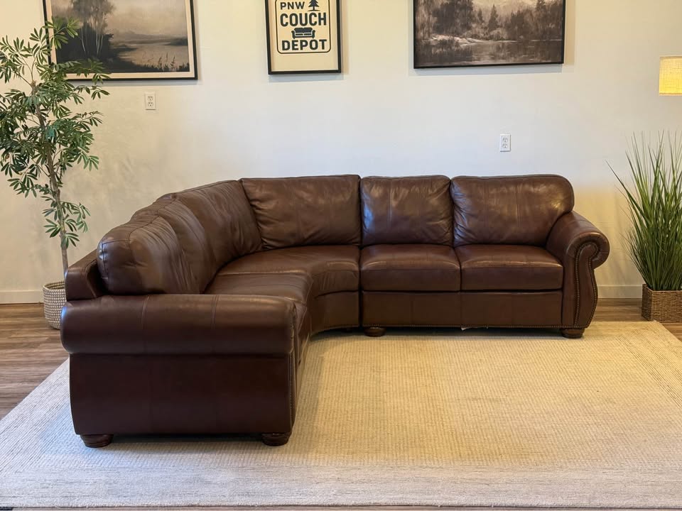 Spectra furniture brown top grain leather sectional couch delivery available