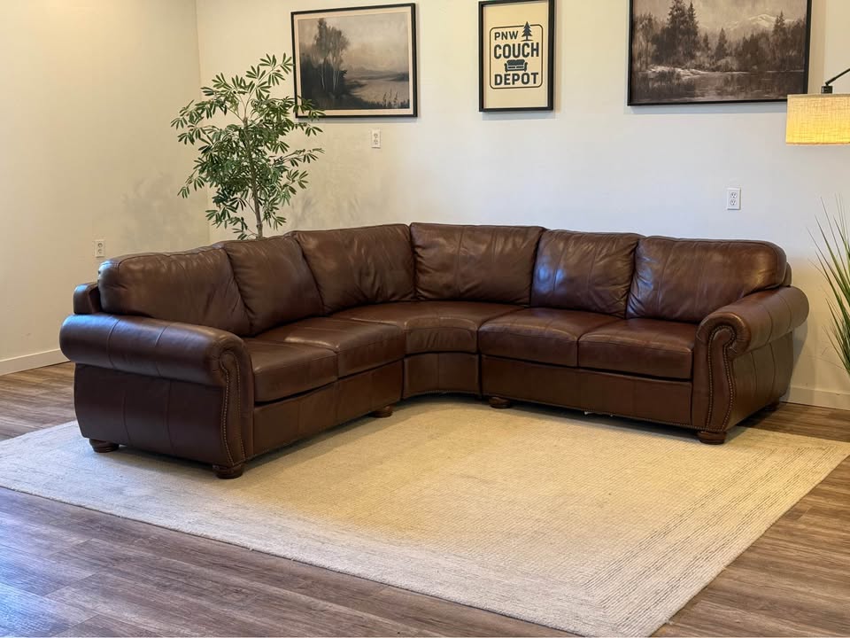 Spectra furniture brown top grain leather sectional couch delivery available