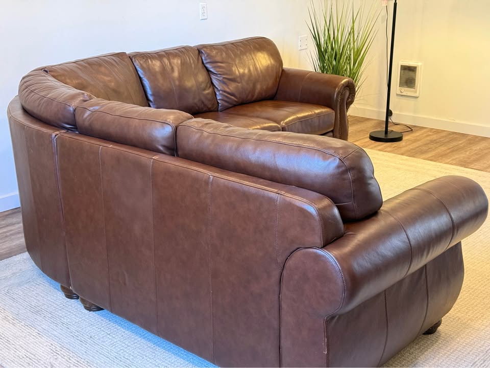 Spectra furniture brown top grain leather sectional couch delivery available