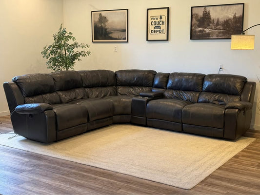 Charcoal gray Leather electric recliner sectional couch delivery available