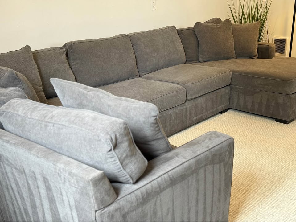 Macy’s Radley dark gray sectional couch delivery available