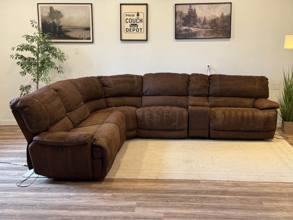 Brown 6 piece electric recliner sectional couch delivery available