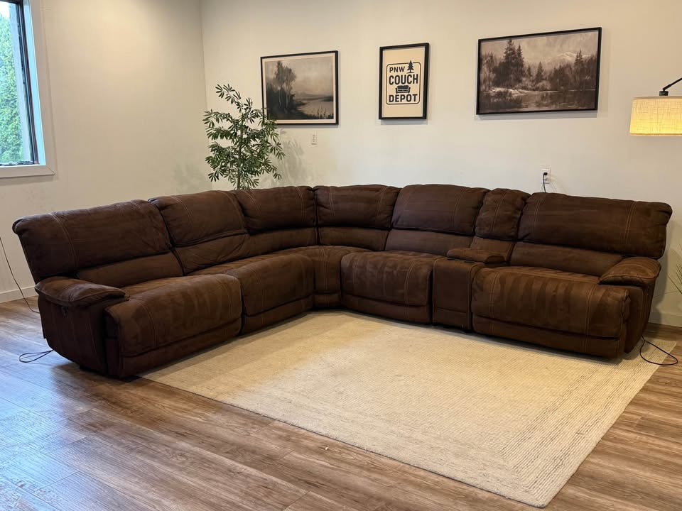 Brown 6 piece electric recliner sectional couch delivery available