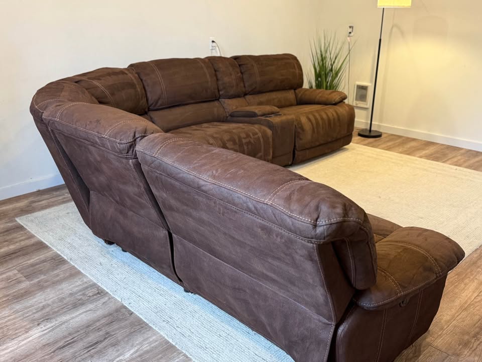 Brown 6 piece electric recliner sectional couch delivery available