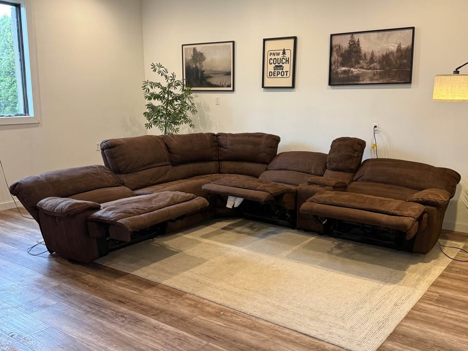 Brown 6 piece electric recliner sectional couch delivery available