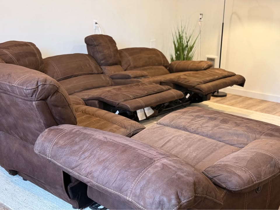 Brown 6 piece electric recliner sectional couch delivery available