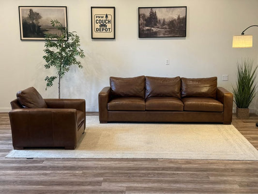 Crate & Barrel aniline leather couch & chair delivery available