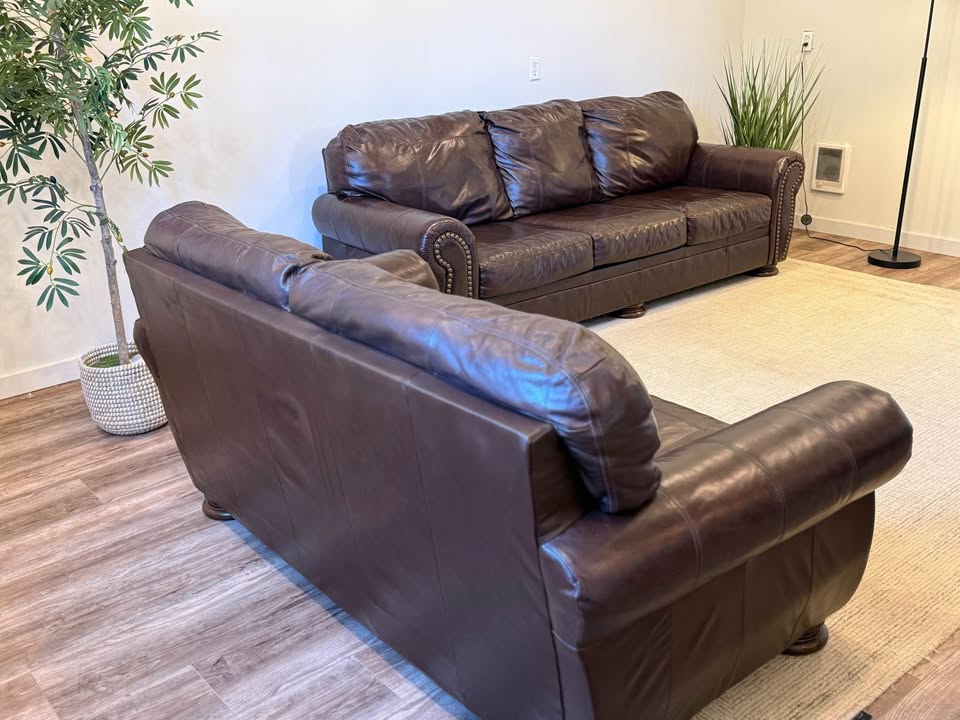 Ashley furniture top grain leather couch and loveseat delivery available