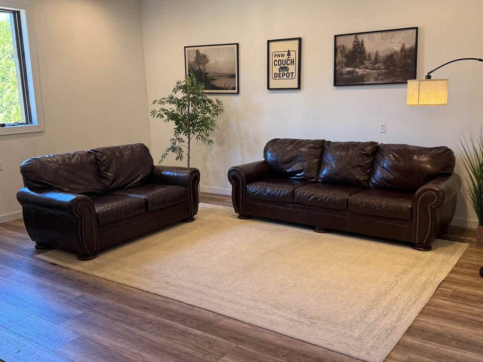 Ashley furniture top grain leather couch and loveseat delivery available