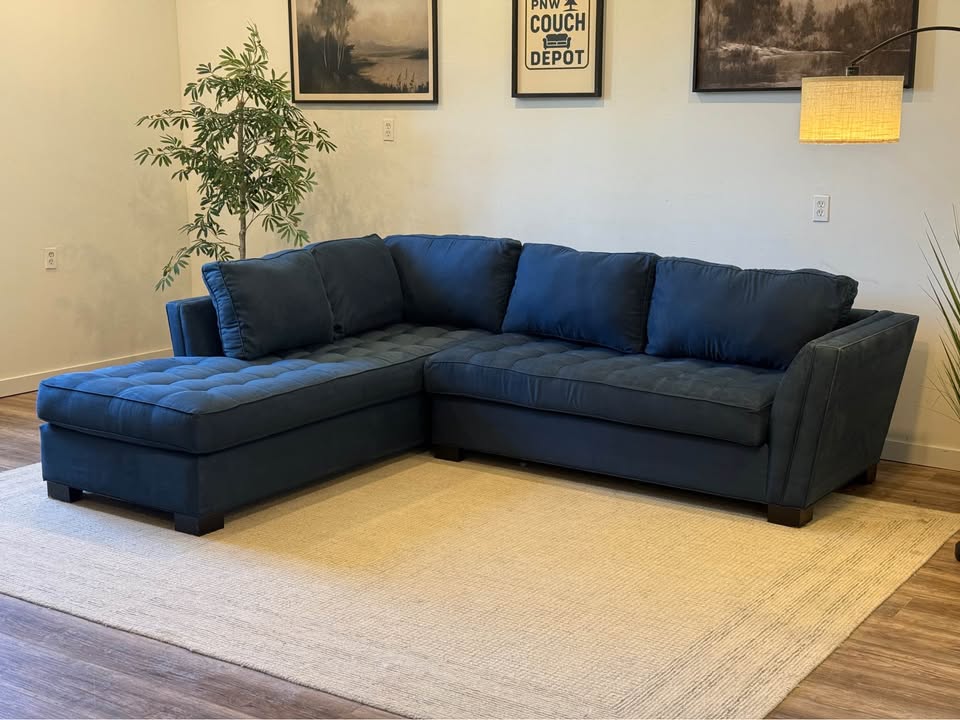 Blue sectional couch delivery available