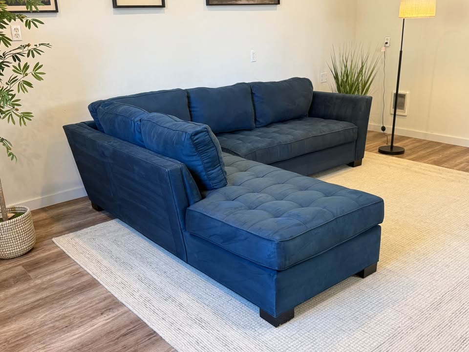 Blue sectional couch delivery available