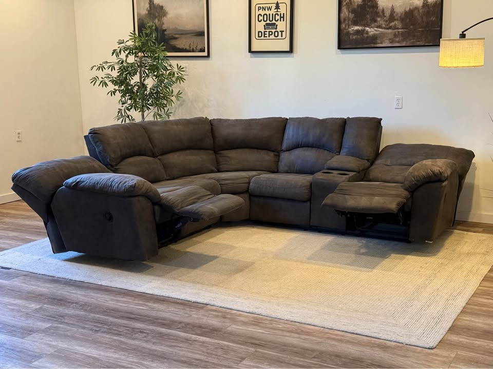 Ashley furniture Charcoal gray manual recliner sectional couch delivery available