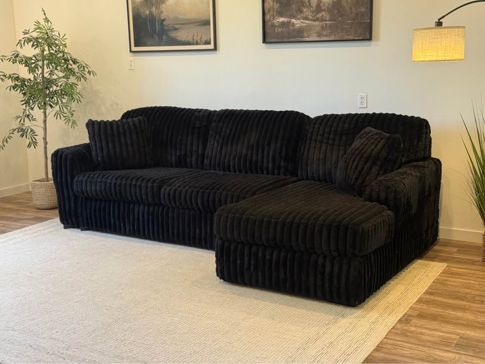 Ashley furniture black corduroy couch delivery available