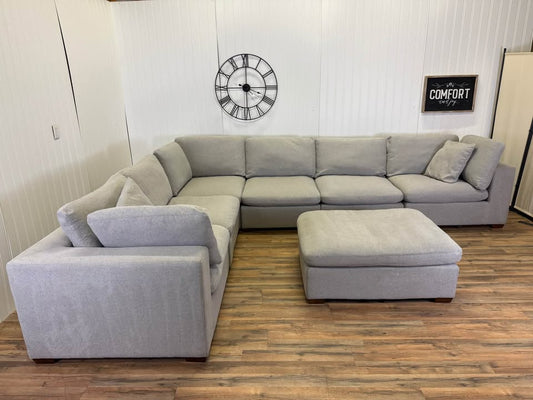 Gray Sectional Sofa with Ottoman