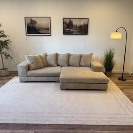 Biege Corduroy sectional couch delivery available