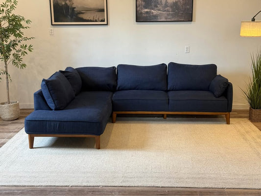 Macy’s Jollene midnight blue sectional couch delivery available