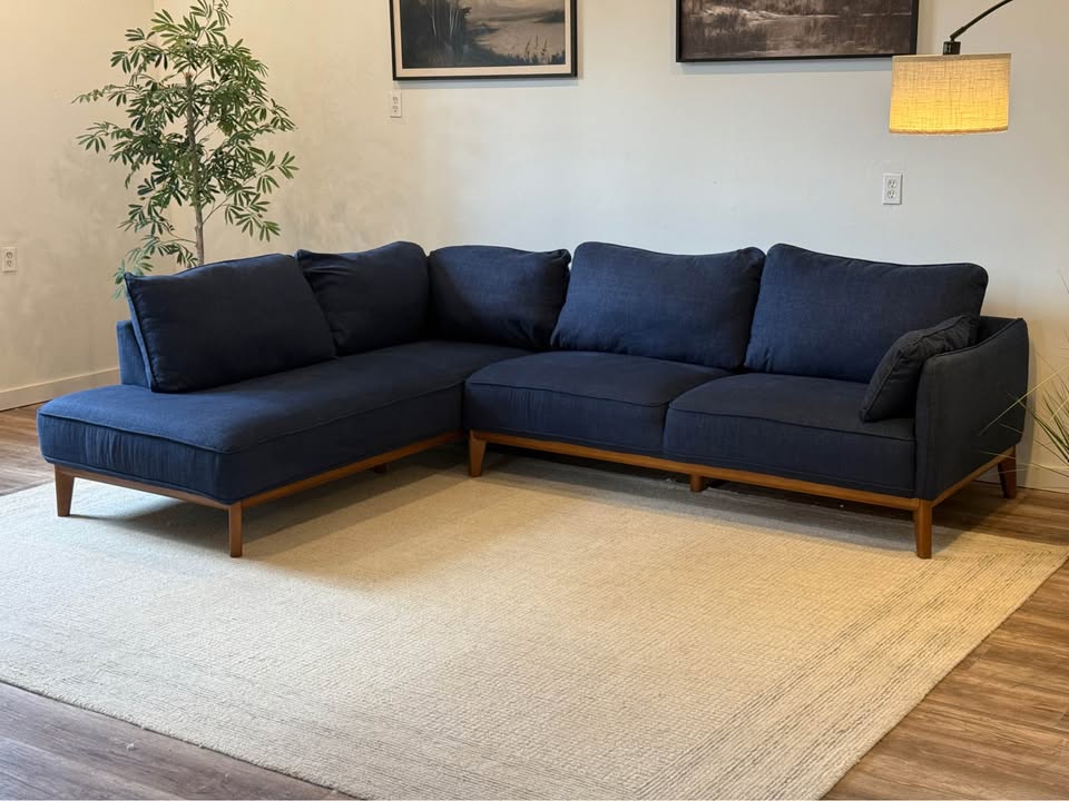 Macy’s Jollene midnight blue sectional couch delivery available