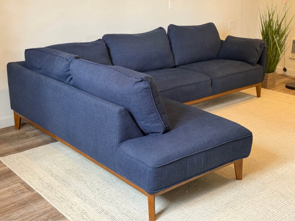 Macy’s Jollene midnight blue sectional couch delivery available