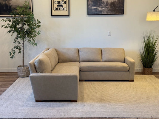 RH down-feather filled petite Maxwell beige sectional couch delivery available — photo 1